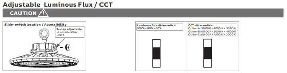 HB2 DIP Potenza commutabile e 3CCT UFO LED High Bay Light 100W 150LPW con funzione di emergenza opzionale