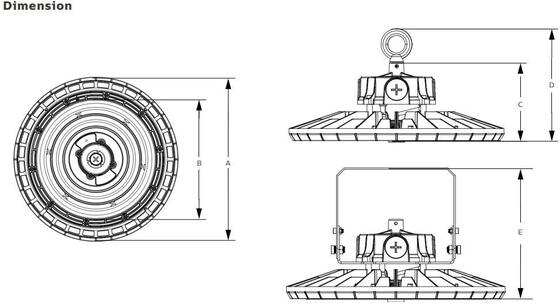 HB2 DIP Potenza commutabile e 3CCT UFO LED High Bay Light 100W 150LPW con funzione di emergenza opzionale
