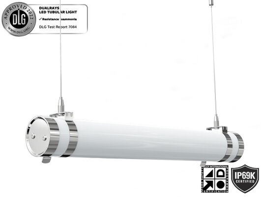 120° 200° 280° 360° Luce tubolare a LED TB6 con angolo del fascio IP69K IP67, 130LPW 160LPW per l'illuminazione degli impianti di trasformazione alimentare