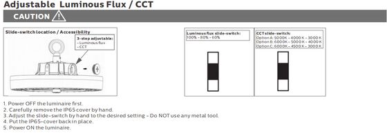 Lampada LED UFO High Bay HB4H con interruttore DIP per potenza e 3CCT da 200W 170LPW, predisposta per sensore (sensore PIR o a microonde con priorità sensore di luce diurna)