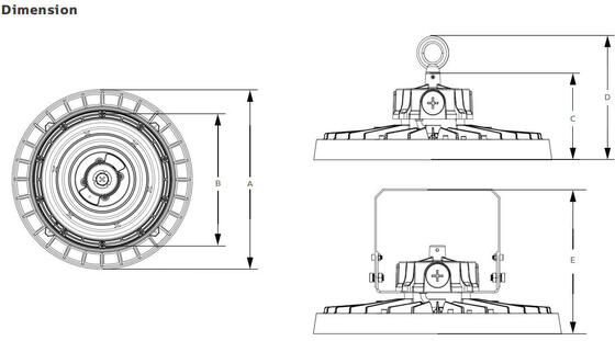 HB3H DIP Potenza commutabile e 3CCT UFO LED High Bay Light 100W 150LPW con 20W/30W @ 3 ore Funzione di emergenza opzionale