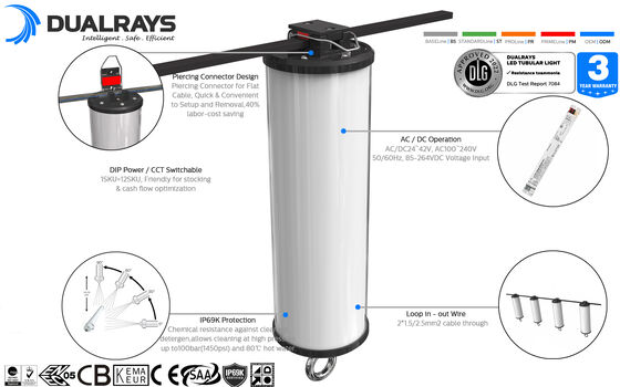 Serie luce all'aperto e dell'interno 160LMW 5ft di 50W di Dualrays D2 tri della prova LED Batten del LED lungamente