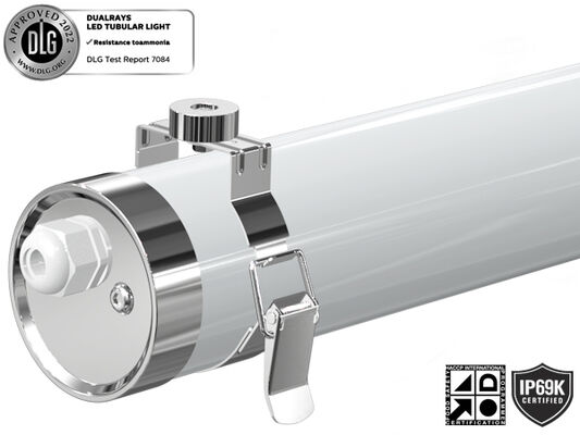 DUALRAYS LIGHTING Faro tubolare marino MTB6 LED IP66 IP69K IK10 Protezione realizzata con materiali non corrosivi di alta qualità: PMMA, policarbonato e acciaio inossidabile 304/316