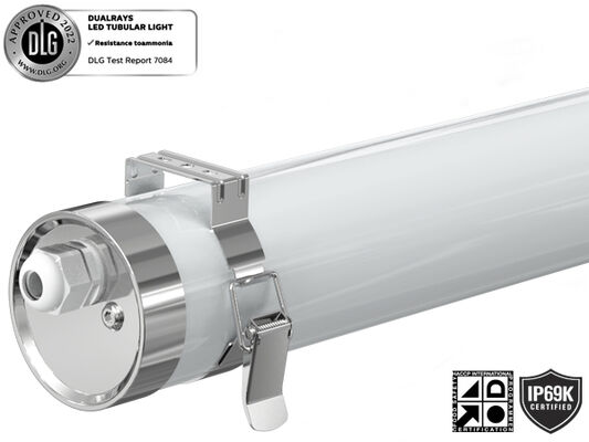 DUALRAYS LIGHTING Faro tubolare marino MTB6 LED IP66 IP69K IK10 Protezione realizzata con materiali non corrosivi di alta qualità: PMMA, policarbonato e acciaio inossidabile 304/316