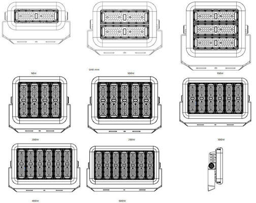 Campo sportivo principale 130LPW regolabile 180° 300W che accende i proiettori di sport principali SMD5050