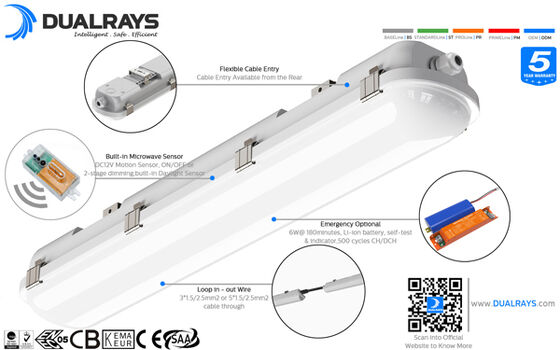 tri prova 1-10V del vapore della polvere dell'acqua della lampada 30W della prova di 1200mm LED che attenua DALI Controller