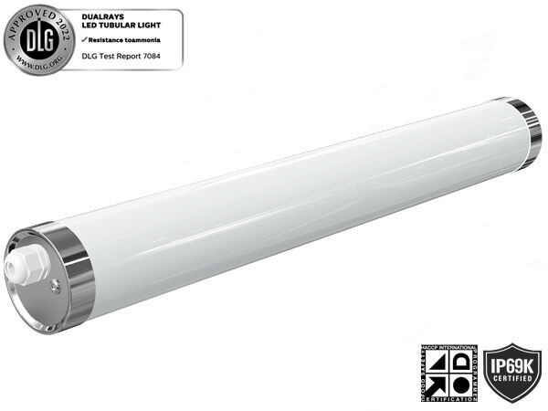 120° 200° 280° 360° Luce tubolare a LED TB6 con angolo del fascio IP69K IP67, 130LPW 160LPW per l'illuminazione degli impianti di trasformazione alimentare