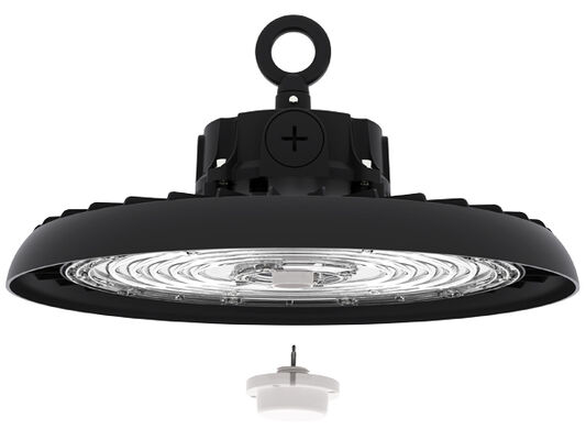 Alimentazione commutabile tramite DIP HB3 e luce Highbay LED UFO 3CCT predisposta per sensore di movimento con servizio post-vendita in Europa